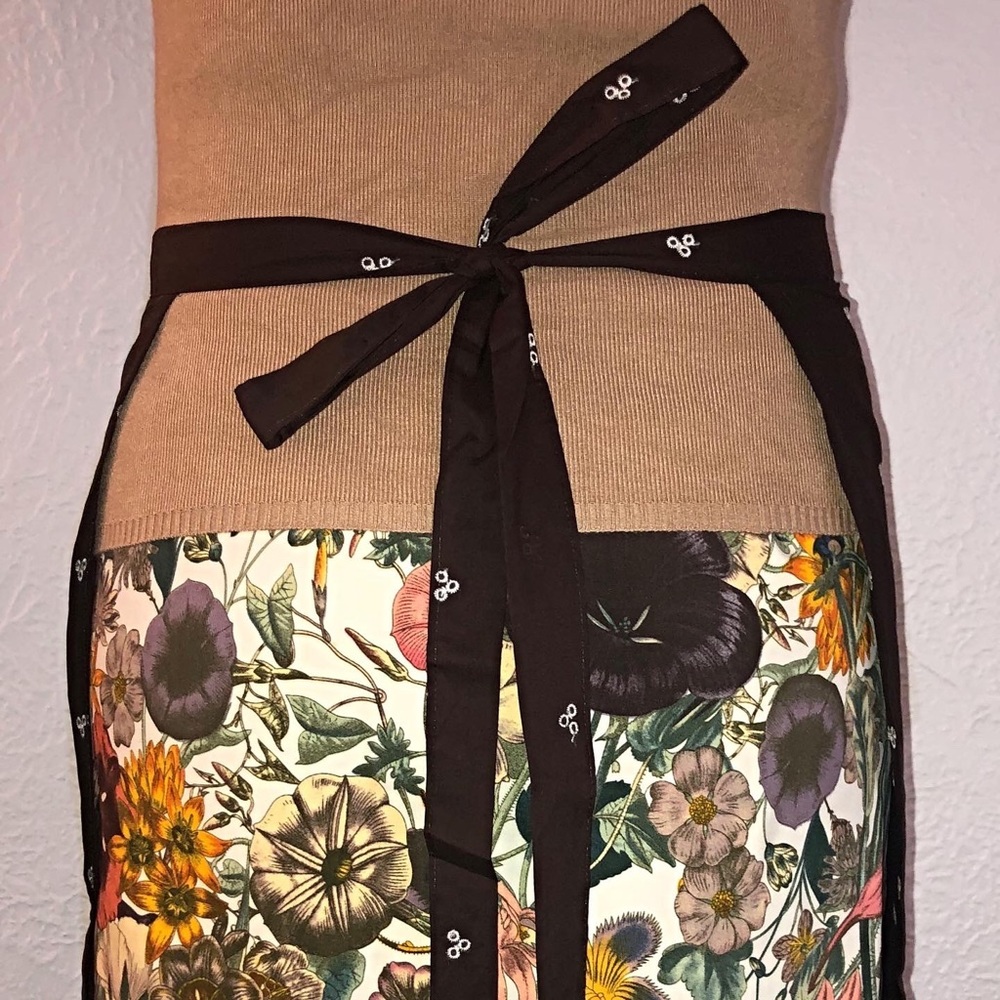 Beautiful Handmade Embroidered Brown Half-Apron